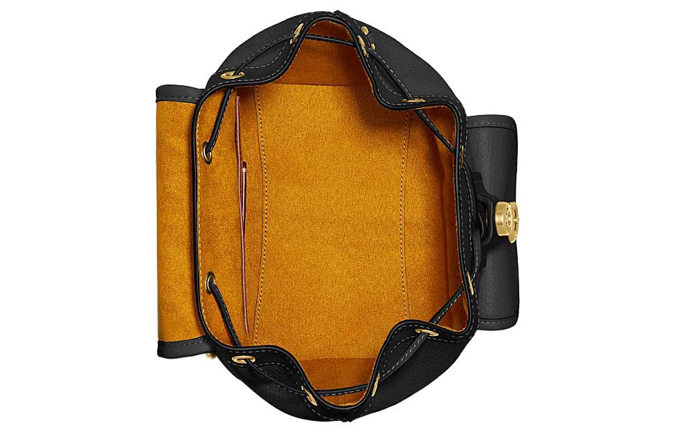 商品[国内直发] Coach|蔻驰 23 拉绳搭扣开合 牛皮革 背包双肩包 中号 女款 黑色,价格¥2602,第5张图片详细描述