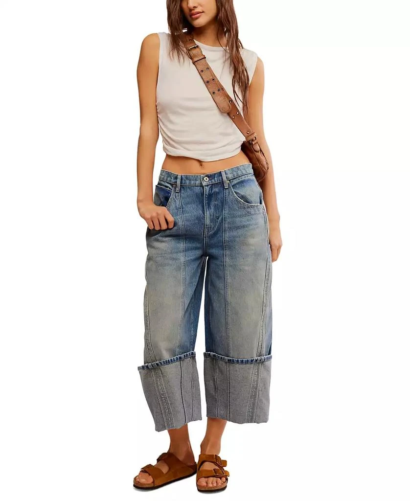 商品Free People|Women's Olsen High-Rise Cotton Cuffed Barrel Jeans,价格¥680,第1张图片