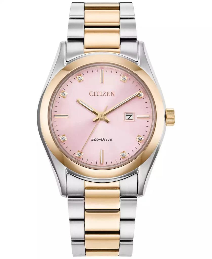 商品Citizen|Eco-Drive Women's Sport Luxury Diamond Accent Two Tone Stainless Steel Bracelet Watch 33mm,价格¥2830,第1张图片