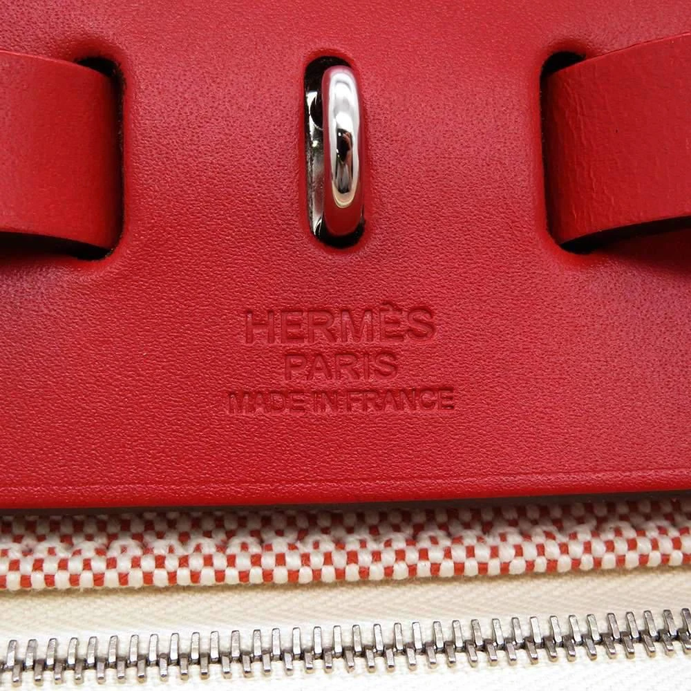 Hermes Red Toile H/Vache Hunter Leather Herbag Zip 31 Shoulder Bag  商品