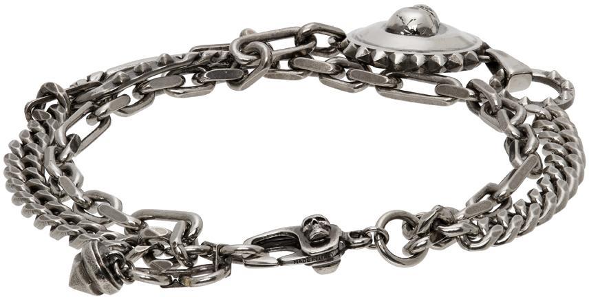 商品Alexander McQueen|Silver Studs & Skull Bracelet,价格¥1883,第6张图片详细描述