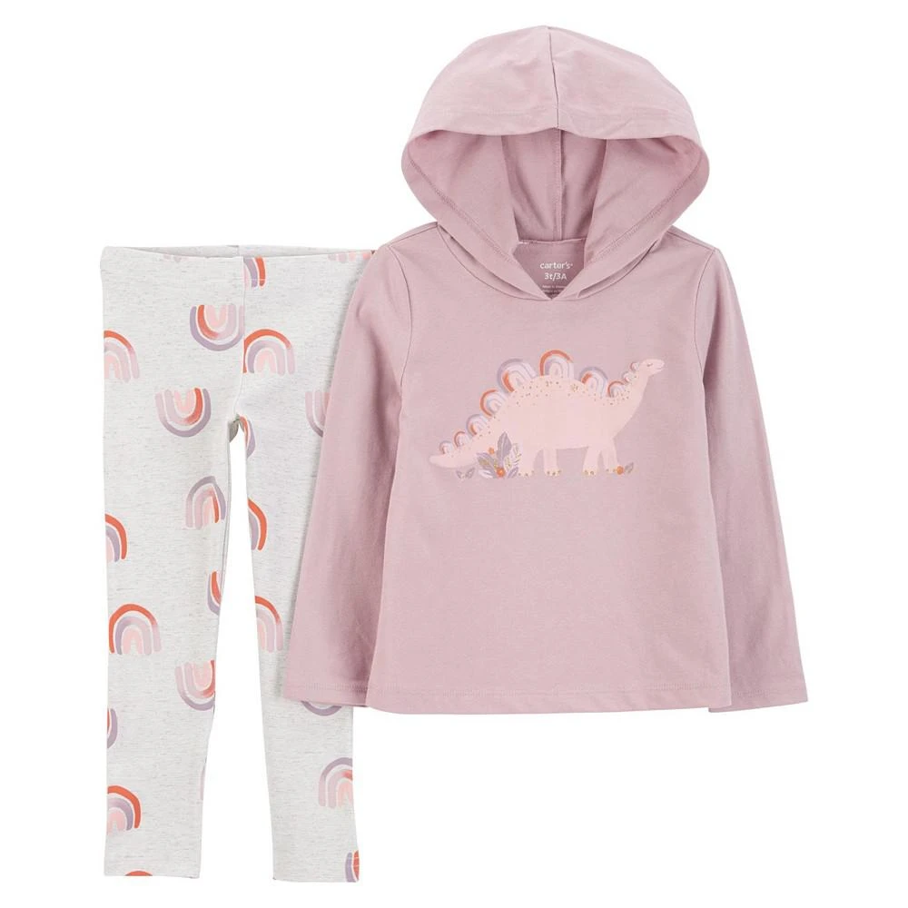 商品Carter's|Toddler Girls Dinosaur Hooded Top and Leggings, 2 Piece Set,价格¥136,第1张图片