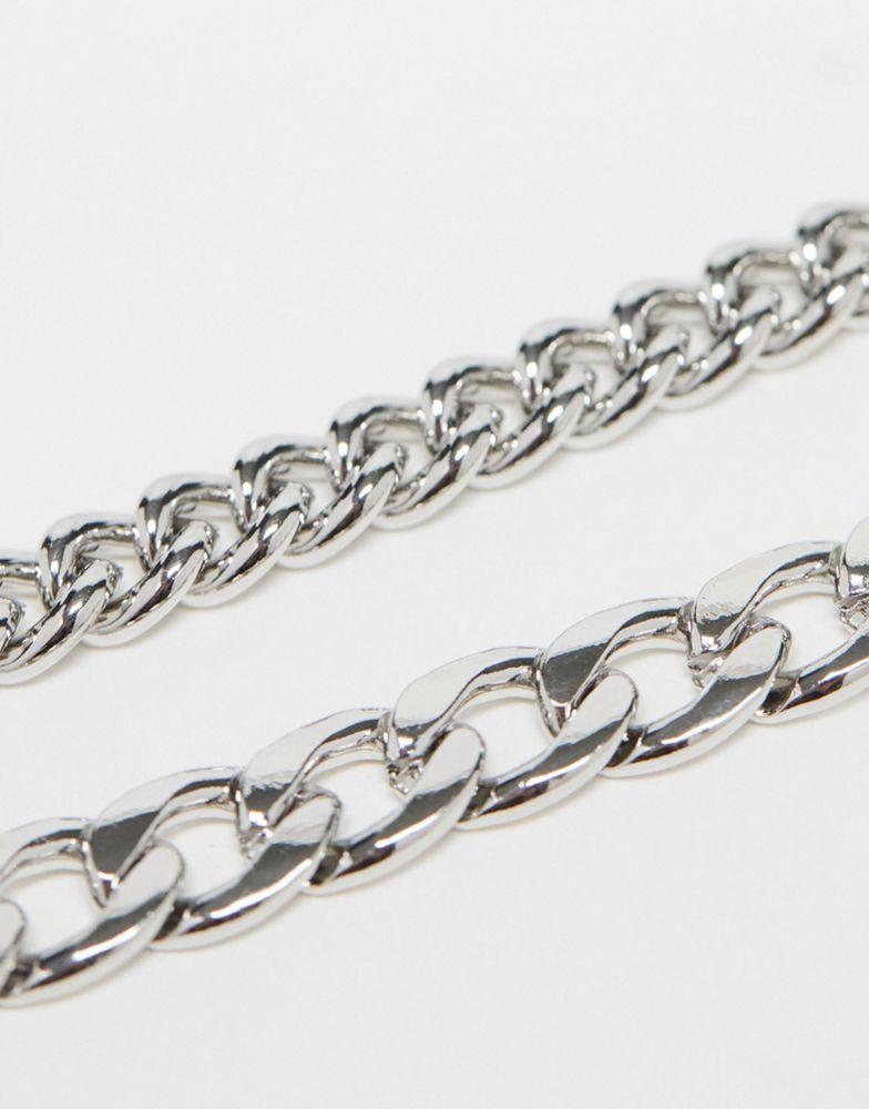 商品Reclaimed Vintage|Reclaimed Vintage unisex chunky heart and chain 2 pack necklaces,价格¥98,第4张图片详细描述