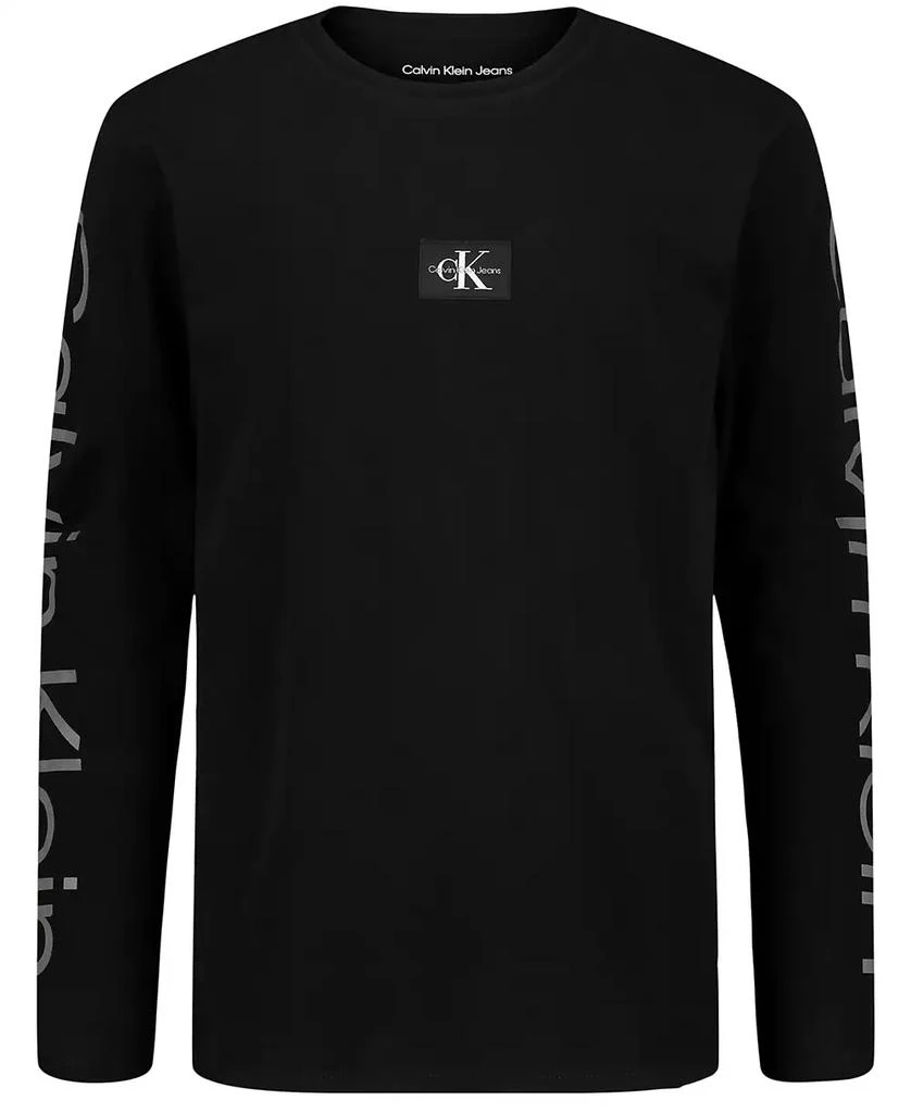 商品Calvin Klein|Big Boys Sleeve Print Long Sleeve Tee,价格¥169,第1张图片