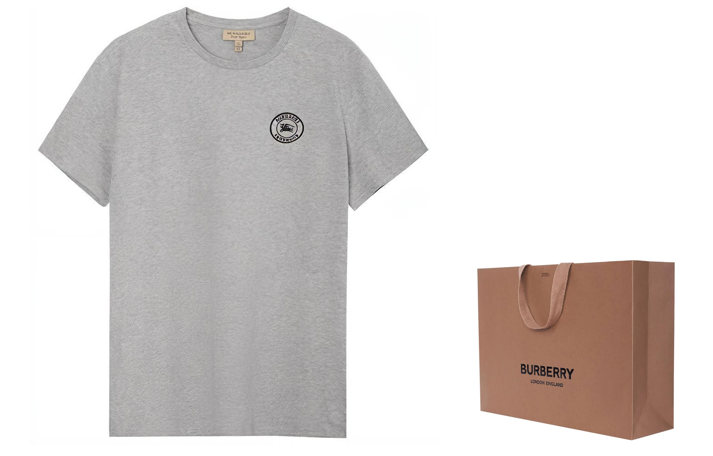 商品[国内直发] Burberry|博柏利 微标纯色圆领短袖T恤 男款 灰色,价格¥1301,第6张图片详细描述
