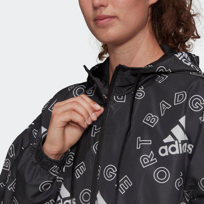 Women's adidas Essentials Logo Allover-Print Windbreaker商品第5张图片规格展示