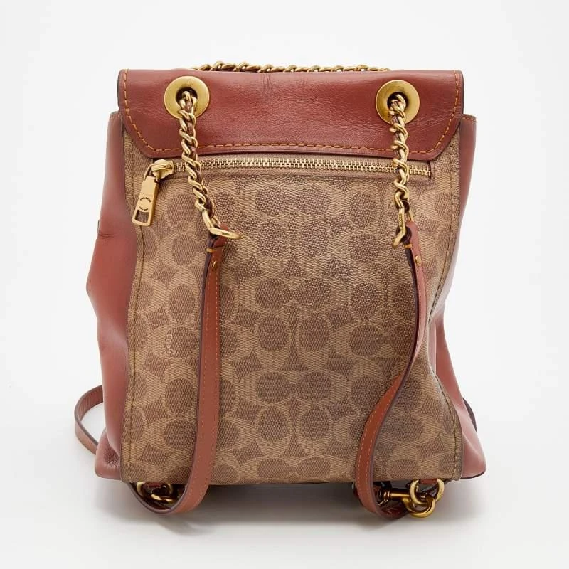 商品[二手商品] Coach|Coach Beige/Brown Signature Coated Canvas and Leather Parker Backpack ,价格¥1354,第4张图片详细描述