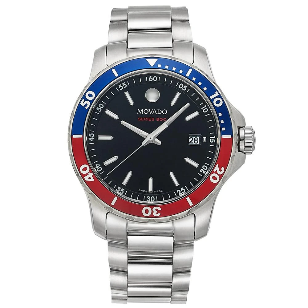 商品Movado|Men's Swiss Series 800 Stainless Steel Bracelet Diver Watch, 40mm,价格¥6452,第3张图片详细描述