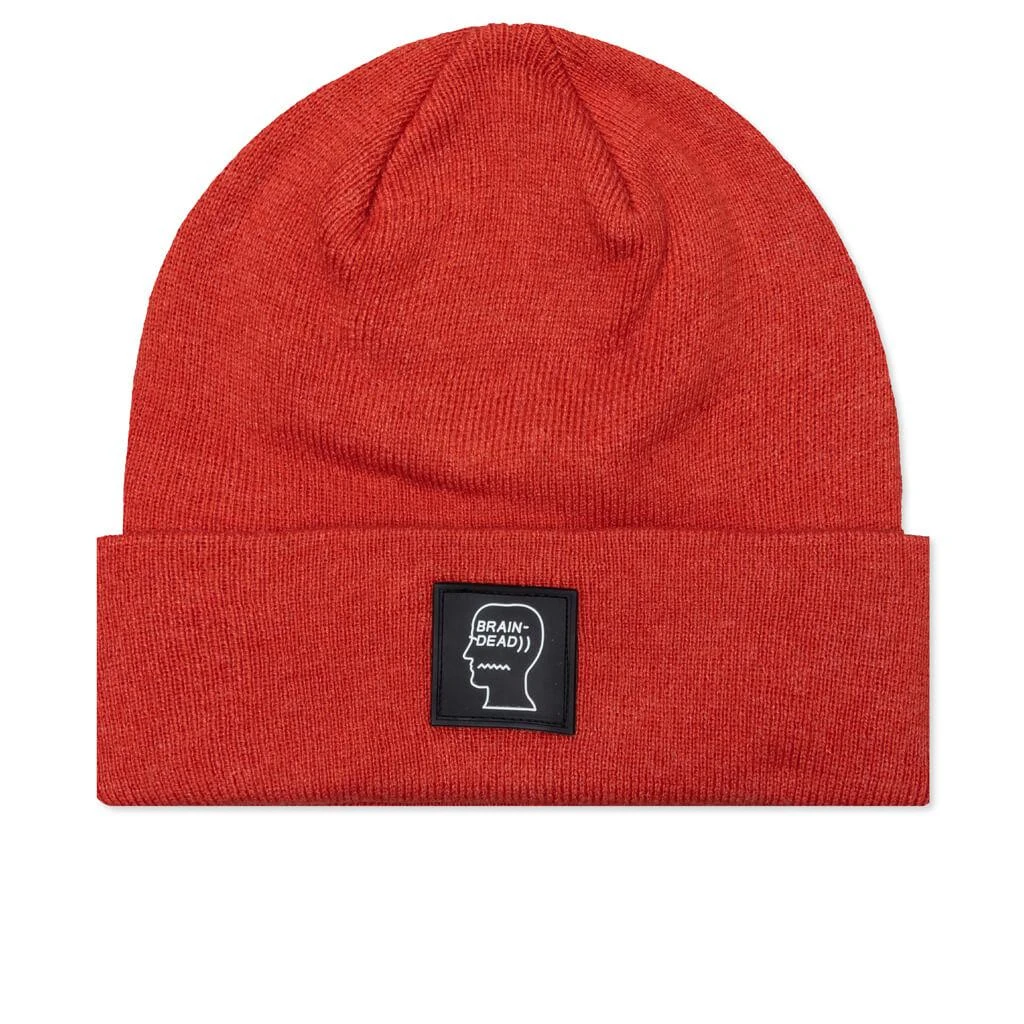 商品Brain Dead|Brain Dead Logo Head Wool Beanie - Terracotta,价格¥206,第1张图片