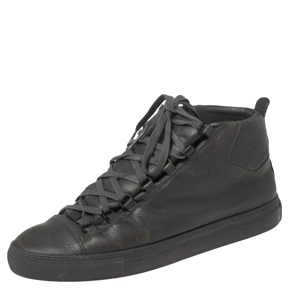 商品[二手商品] Balenciaga|Balenciaga Grey Leather Arena High Top Sneakers Size 43  ,价格¥940,第1张图片
