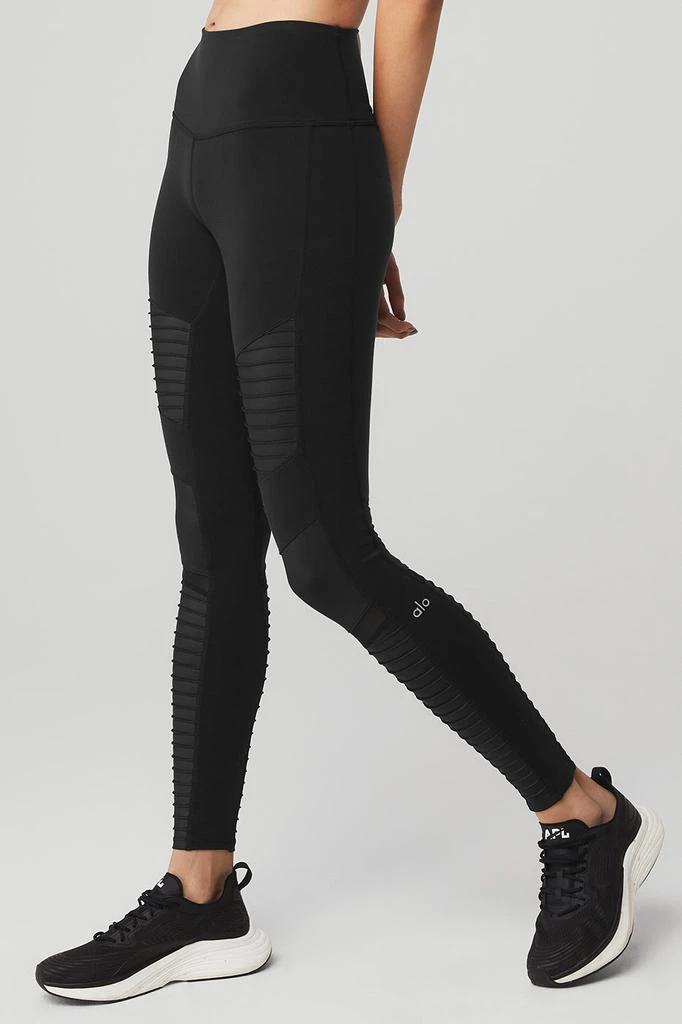 商品Alo|High-Waist Moto Legging - Black/Black Glossy,价格¥886,第3张图片详细描述