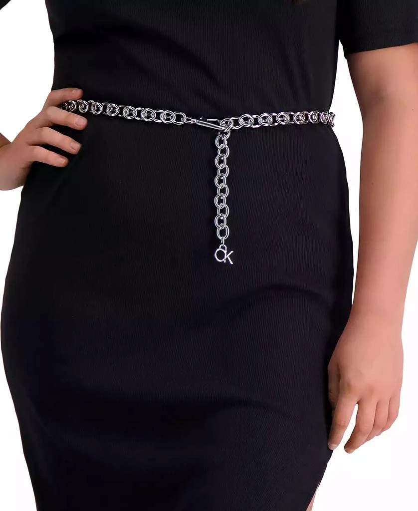 商品Calvin Klein|Women's Silver-Tone Chain Belt with Hanging Logo Charm,价格¥336,第4张图片详细描述