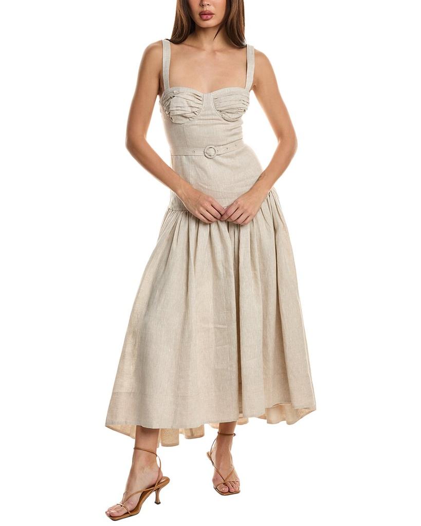 nicholas drenica drop waist corset midi dress Nicholas the Label Drenica Polka Dot Linen Drop-Waist Midi-Dress