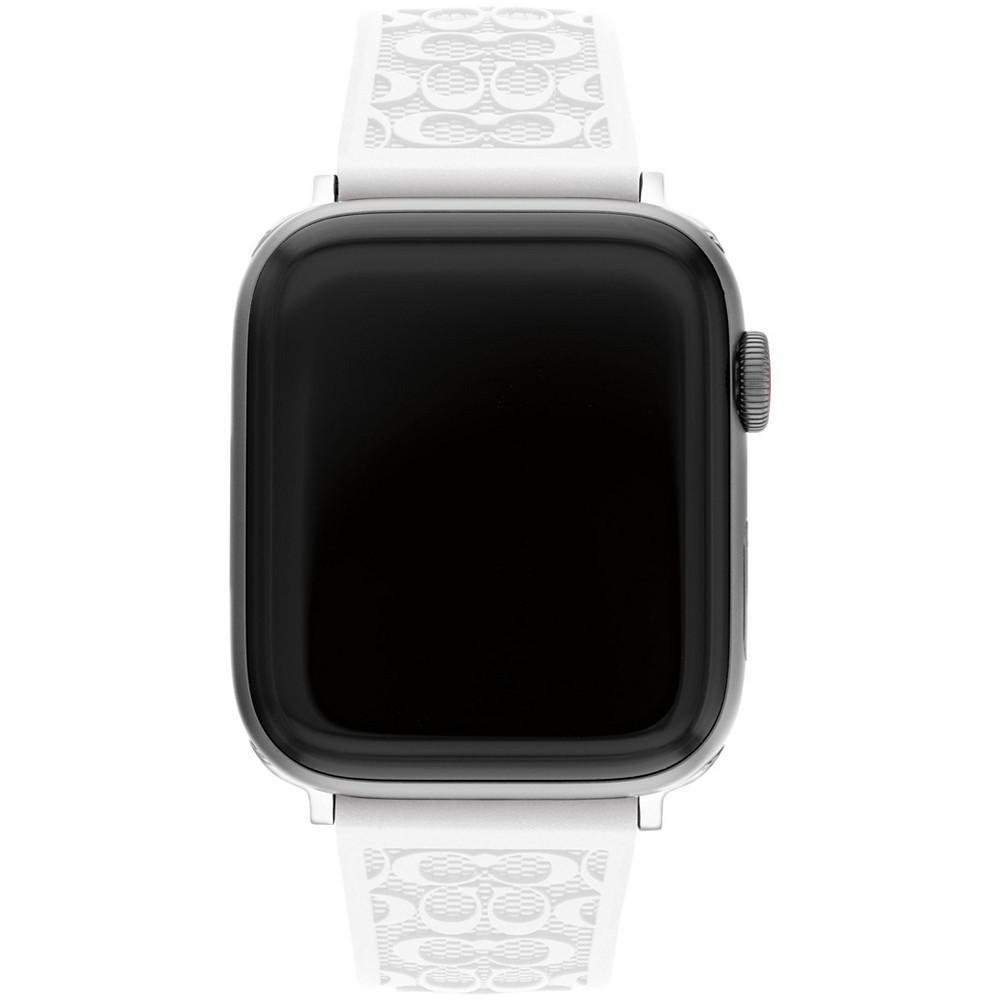 商品Coach|White Silicone Strap 42/44/45mm Apple Watch Band,价格¥439,第1张图片