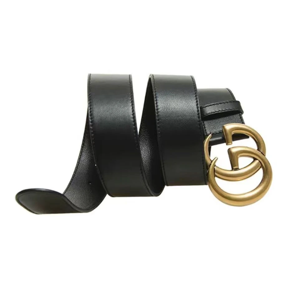 GUCCI 古驰 纯色双G标识金色平滑扣皮带腰带 男款 宽4cm 划痕微瑕 商品