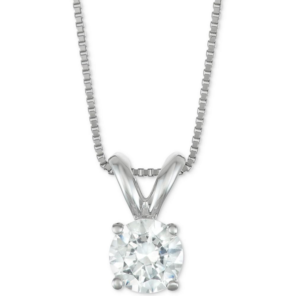 Diamond Solitaire 18" Pendant Necklace (1/2 ct. t.w.) in 14k White Gold商品第1张图片规格展示