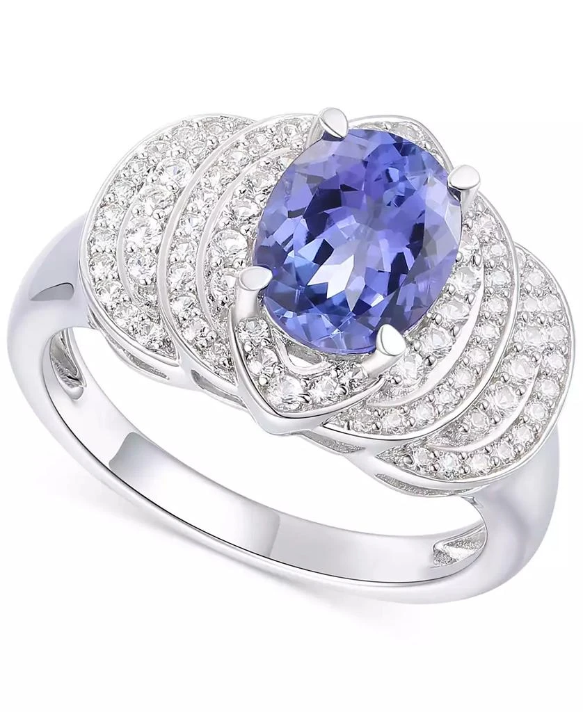 商品Macy's|Tanzanite (1-3/4 ct. t.w.) & Diamond (1/2 ct. t.w.) Oval Ring in 14k White Gold,价格¥9161,第1张图片