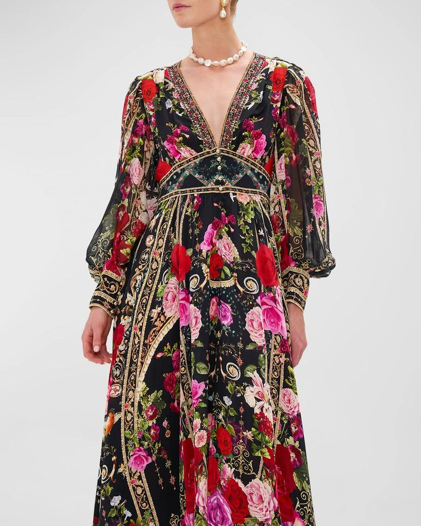 商品Camilla|Shaped Waistband Silk Dress with Gathered Sleeves,价格¥4966,第3张图片详细描述