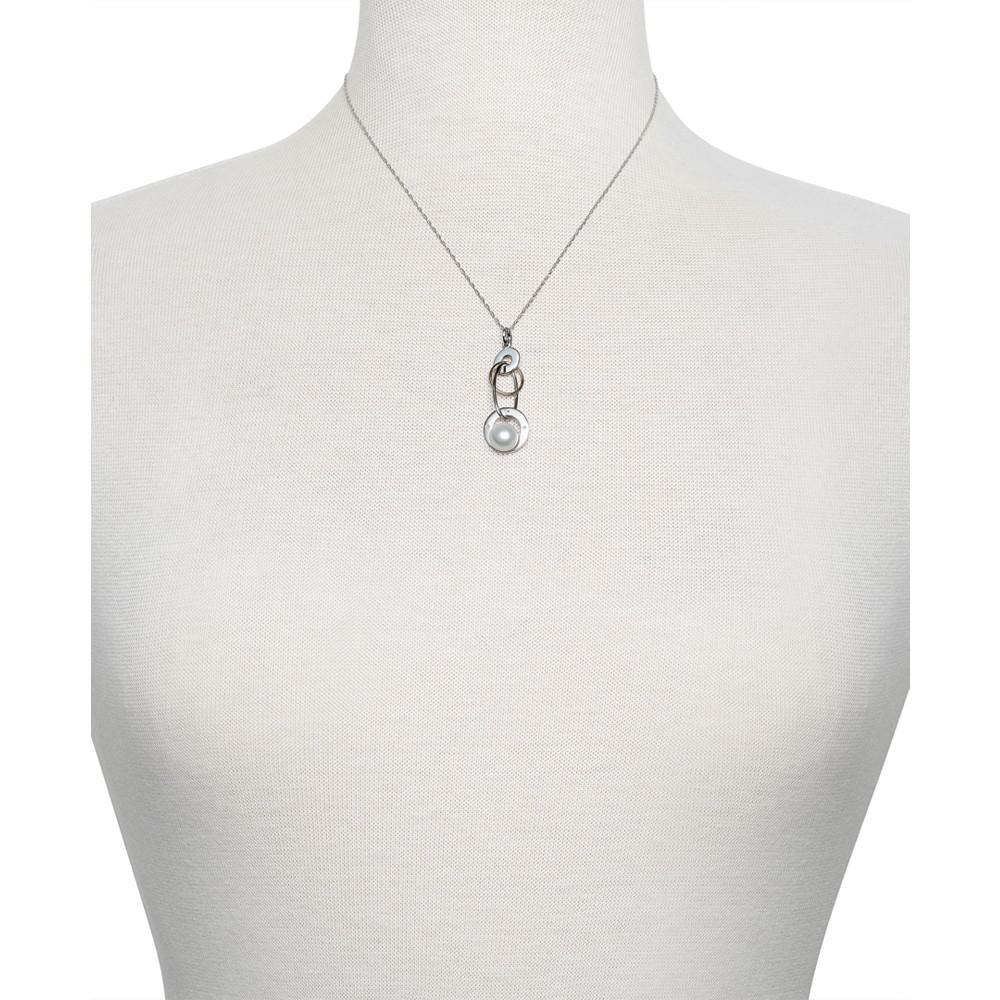 商品Belle de Mer|Cultured Freshwater Pearl (8mm) & Diamond Accent 18" Pendant Necklace in 14k Gold & Sterling Silver,价格¥3217,第4张图片详细描述