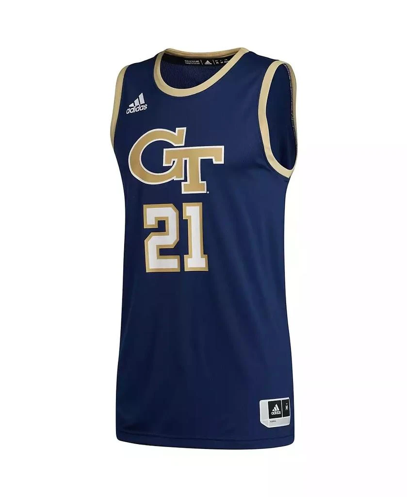 商品Adidas|Men's Number 21 Navy Georgia Tech Yellow Jackets Swingman Basketball Jersey,价格¥546,第2张图片详细描述