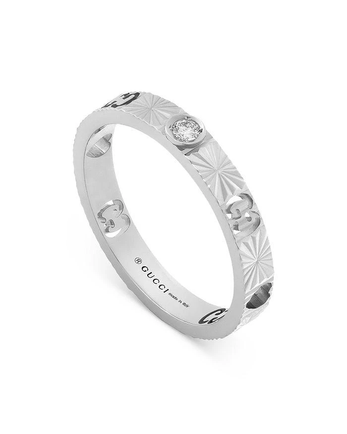 商品Gucci|18K White Gold Icon Diamond Pavé, Heart & Double G Band Ring,价格¥12541,第4张图片详细描述