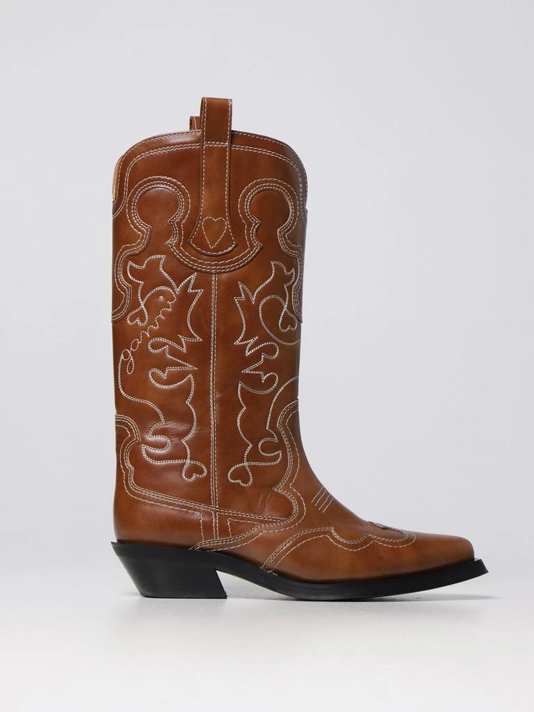 商品Ganni|Ganni embroidered leather western boots,价格¥3112,第1张图片