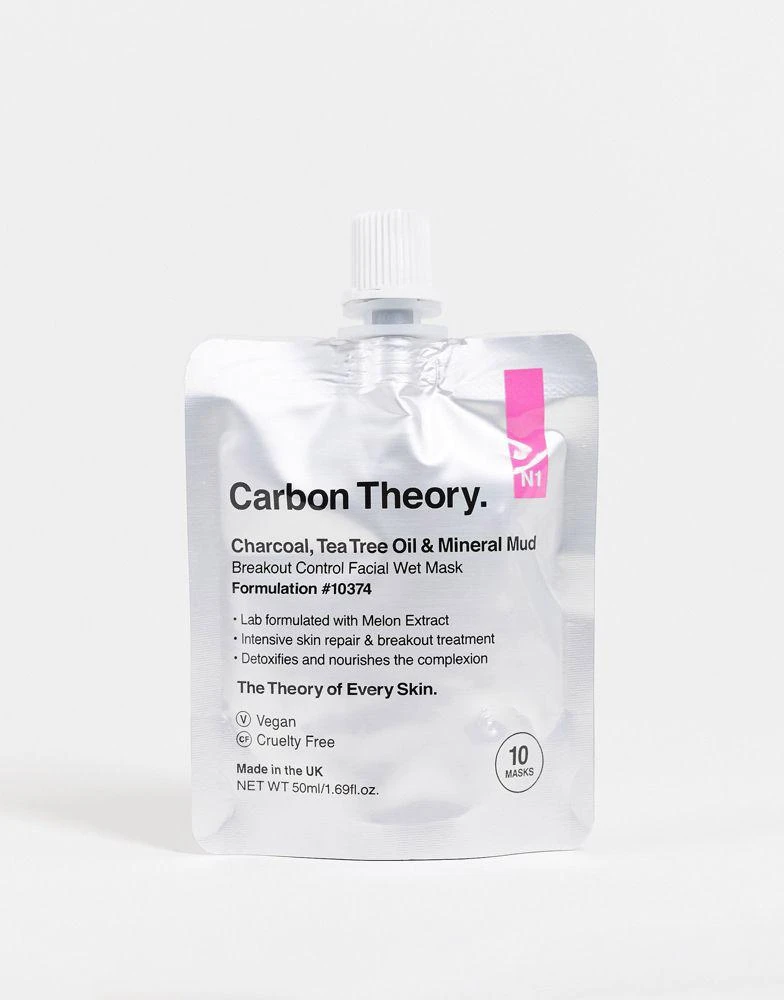 商品Carbon Theory|Carbon Theory Charcoal, Tea Tree Oil & Mineral Mud Breakout Control Facial Wet Mask 50ml,价格¥109,第1张图片