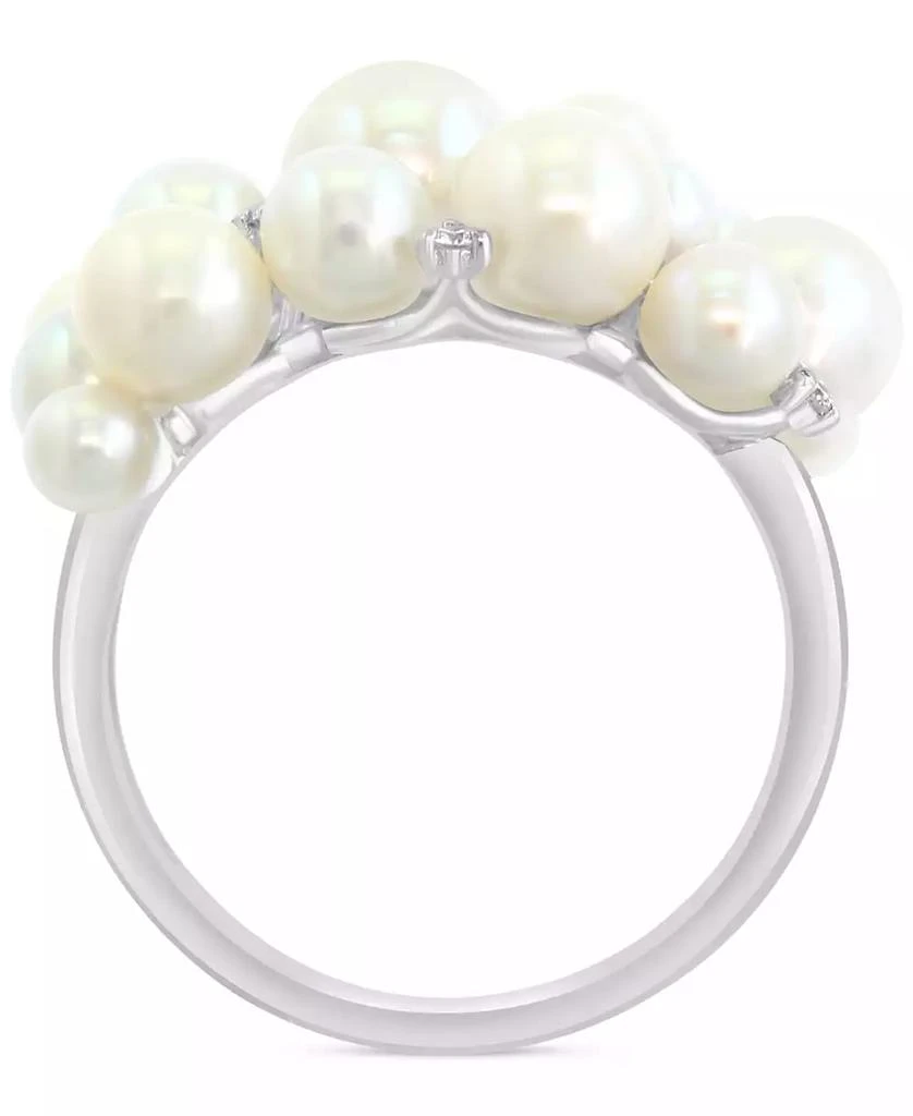 商品Effy|EFFY® Cultured Freshwater Pearl (3 - 6-1/2mm) & Diamond (1/10 ct. t.w.) Cluster Ring in 14k White Gold,价格¥9874,第4张图片详细描述