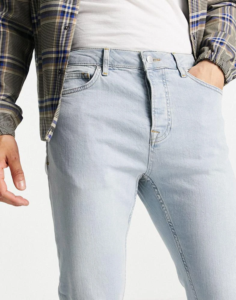商品Topman|Topman stretch tapered jeans in light wash tint,价格¥134,第4张图片详细描述