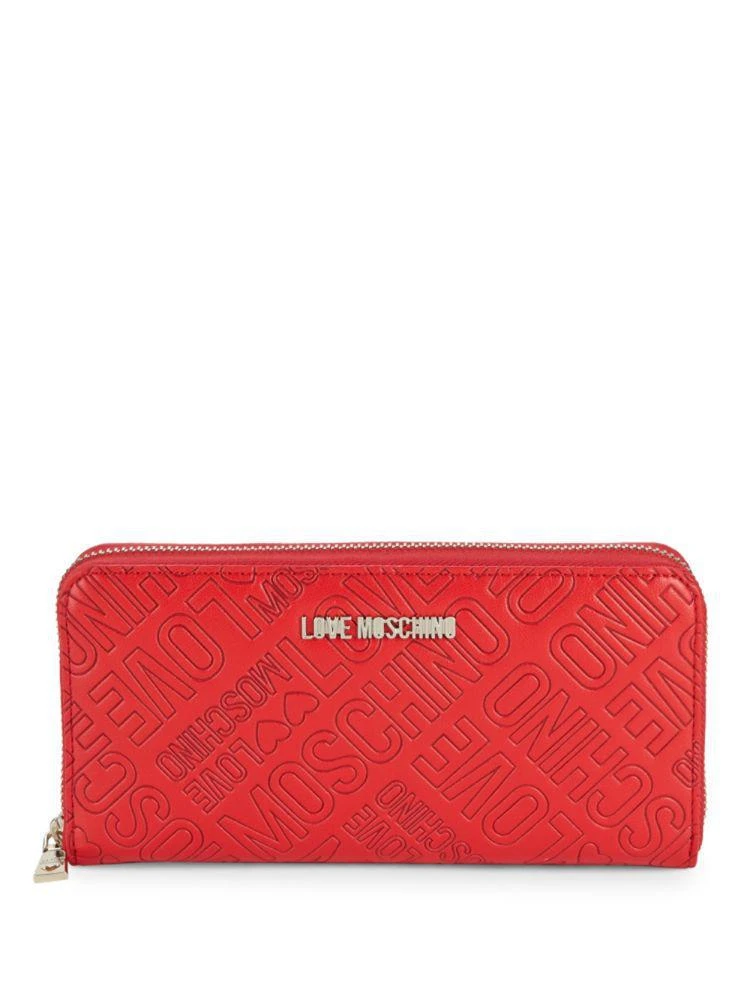 商品Moschino|Faux Leather Logo Continental Zip-Around Wallet,价格¥551,第1张图片