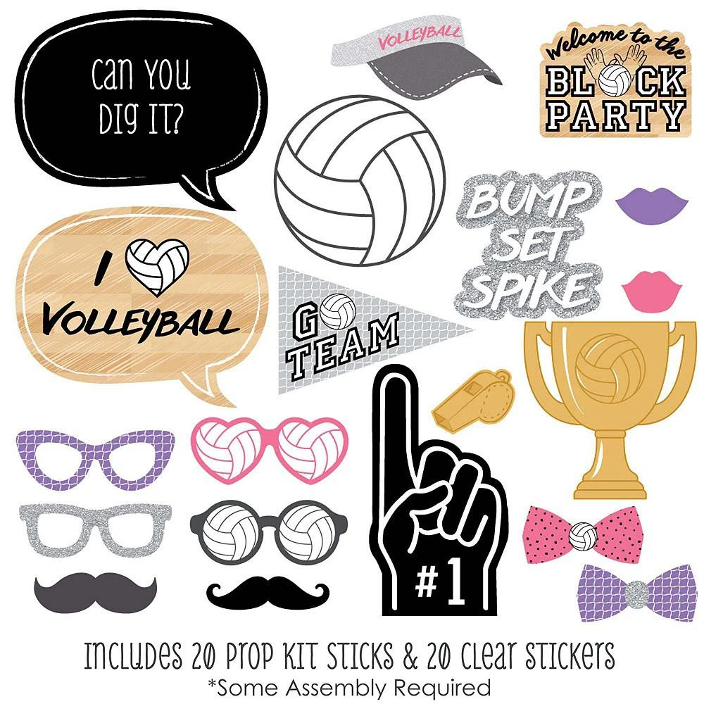 商品Big Dot of Happiness|Bump, Set, Spike - Volleyball - Photo Booth Props Kit - 20 Count,价格¥134,第2张图片详细描述