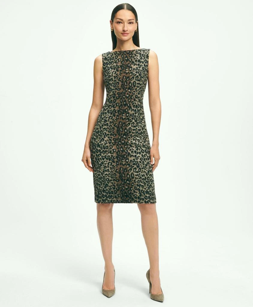 商品Brooks Brothers|Wool Blend Leopard Print Sheath Dress,价格¥993,第1张图片