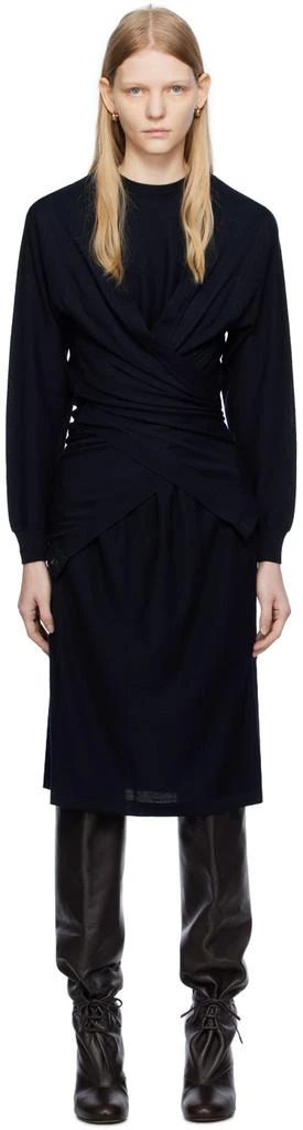 商品Lemaire|Navy Trompe L'Œil Midi Dress,价格¥2518,第1张图片