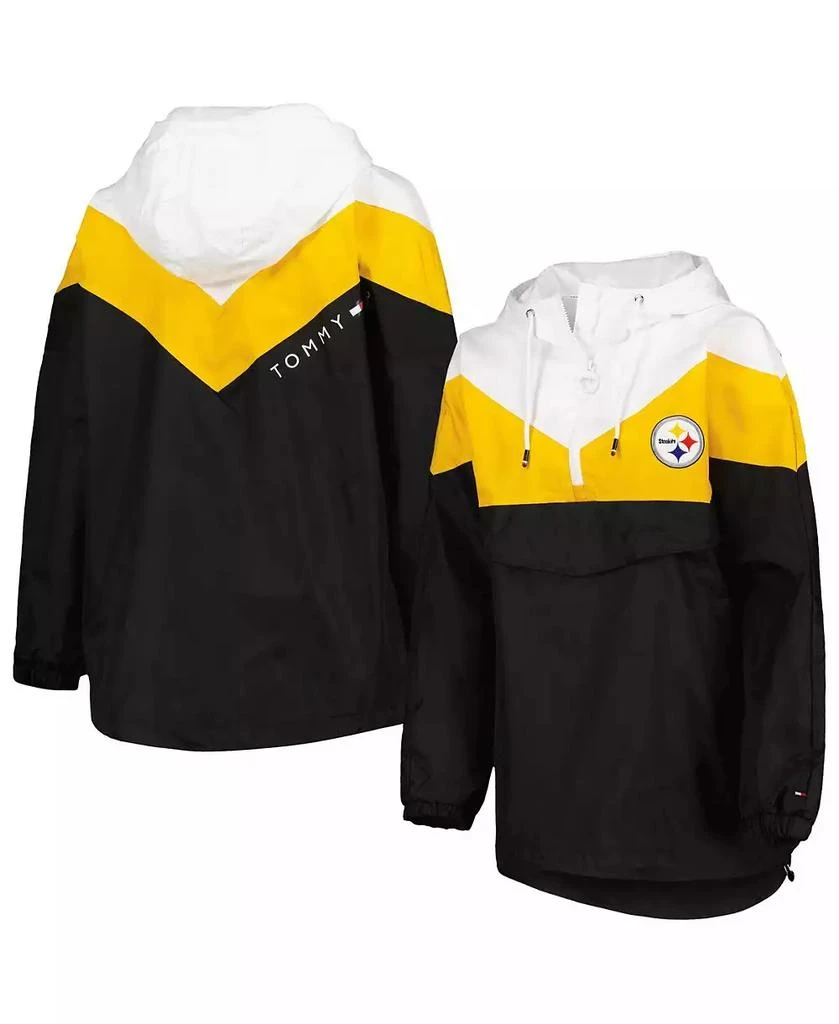 商品Tommy Hilfiger|Women's White, Gold Pittsburgh Steelers Staci Half-Zip Hoodie Windbreaker Jacket,价格¥725,第1张图片