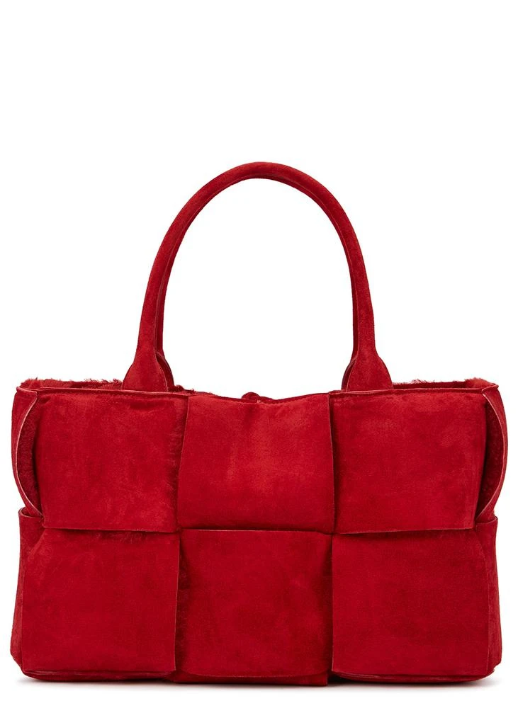 商品Bottega Veneta|Arco Intrecciato dark red suede tote,价格¥15086,第1张图片