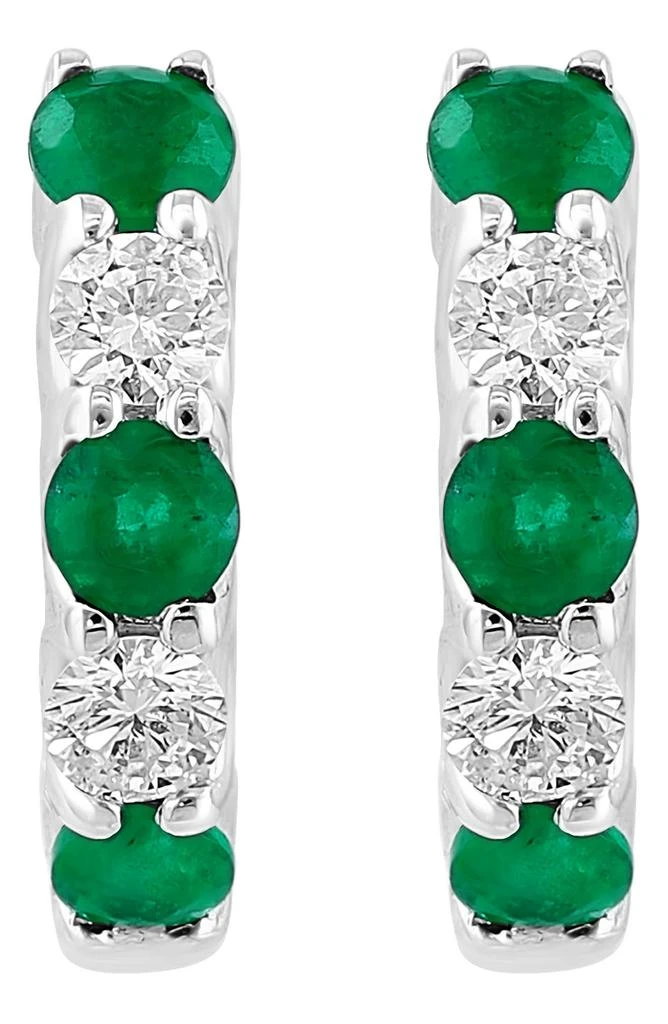 商品Effy|14K White Gold Diamond & Emerald Huggie Hoop Earrings,价格¥7069,第2张图片详细描述