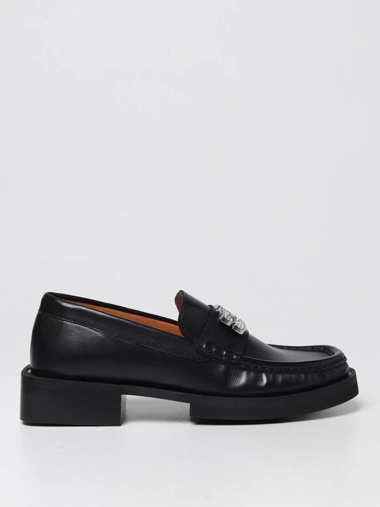 商品Ganni|Ganni loafers in leather with metal monogram and rhinestones,价格¥2083,第1张图片