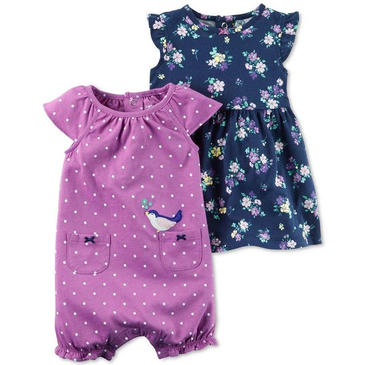 商品Carter's|2-Pc. Floral-Print Dress & Dot-Print Romper Set, Baby Girls (0-24 months),价格¥73,第2张图片详细描述