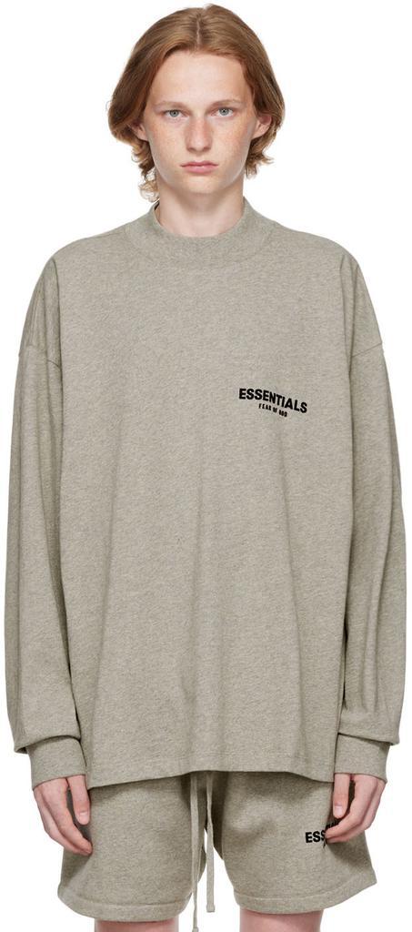 商品Essentials|灰色纯棉长袖T恤,价格¥358详情, 第3张图片描述