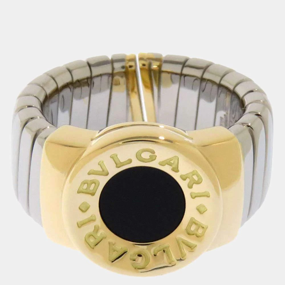 商品[二手商品] BVLGARI|Bvlgari Tubogas 18K Yellow Gold, Stainless Steel Onyx Ring EU 51 - US 5.75 ,价格¥8407,第1张图片