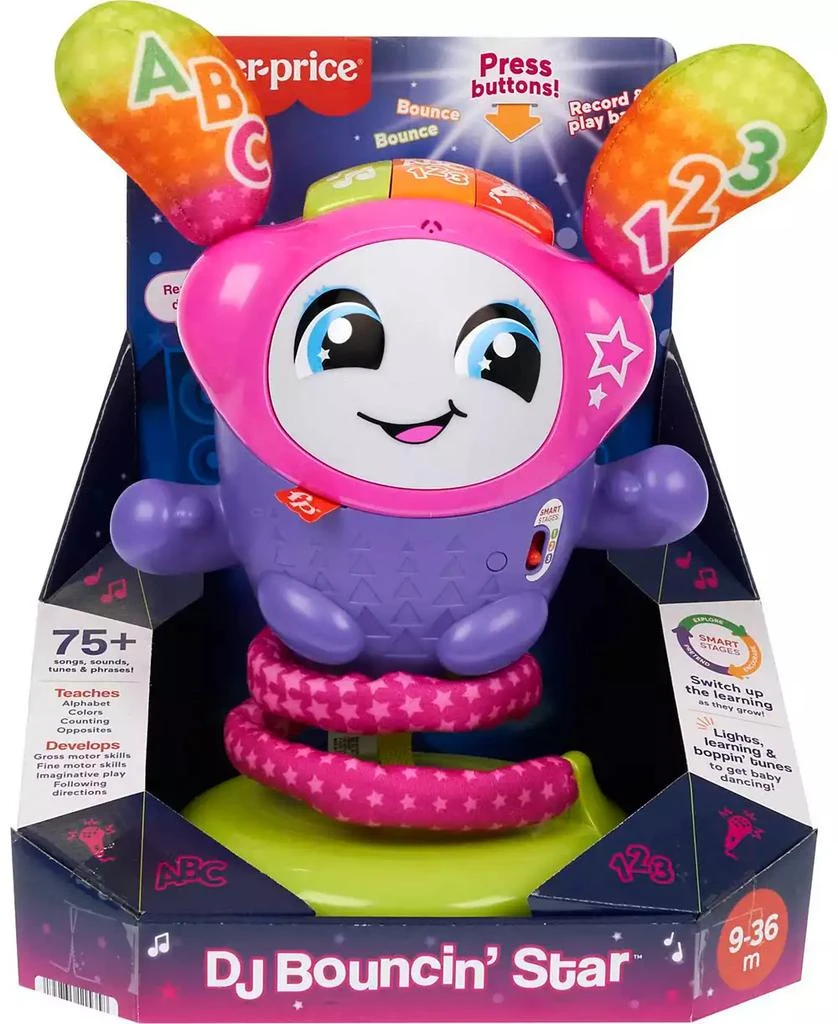 商品Fisher Price|DJ Bouncin' Star, Baby Learning Toy with Music Lights and Bouncing Action,价格¥247,第2张图片详细描述