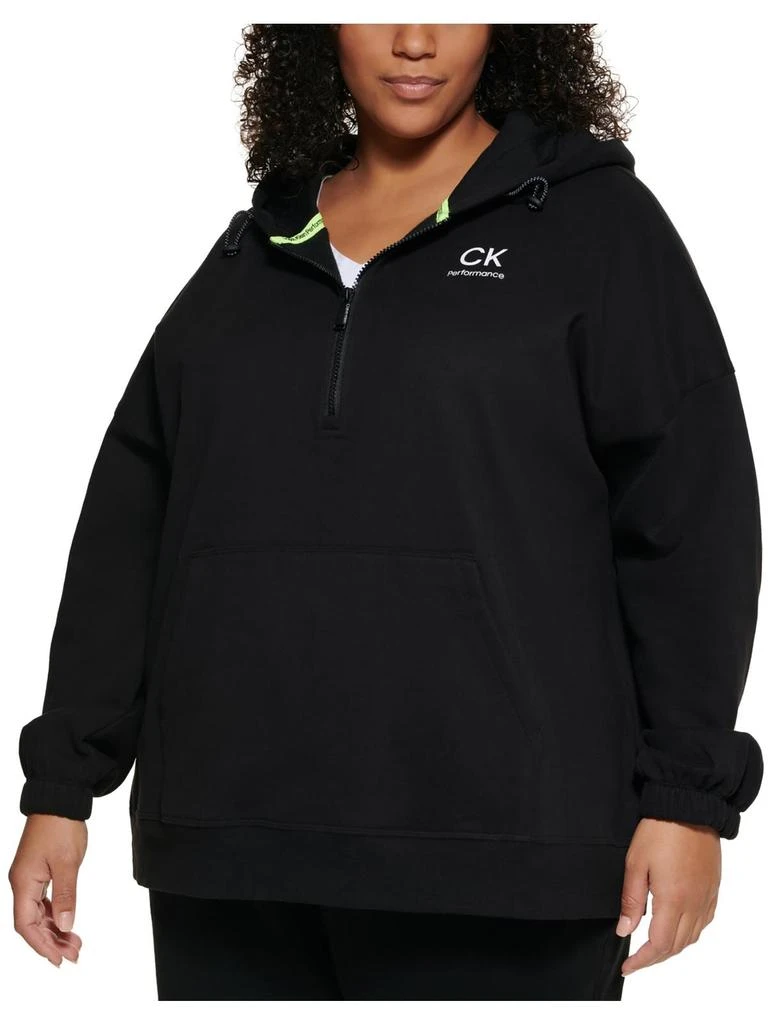 商品Calvin Klein|Plus Womens Drop Shoulder Logo Zip Hoodie,价格¥247,第2张图片详细描述