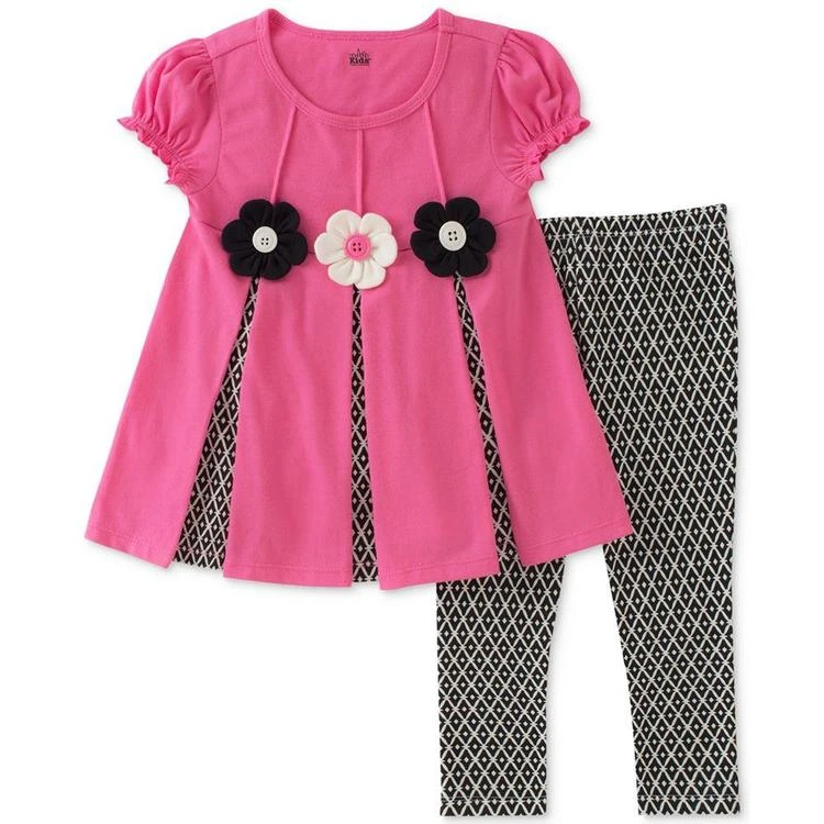 商品KIDS HEADQUARTERS|2-Pc. Pleated Flowers Tunic & Leggings Set, Baby Girls (0-24 months),价格¥113,第2张图片详细描述