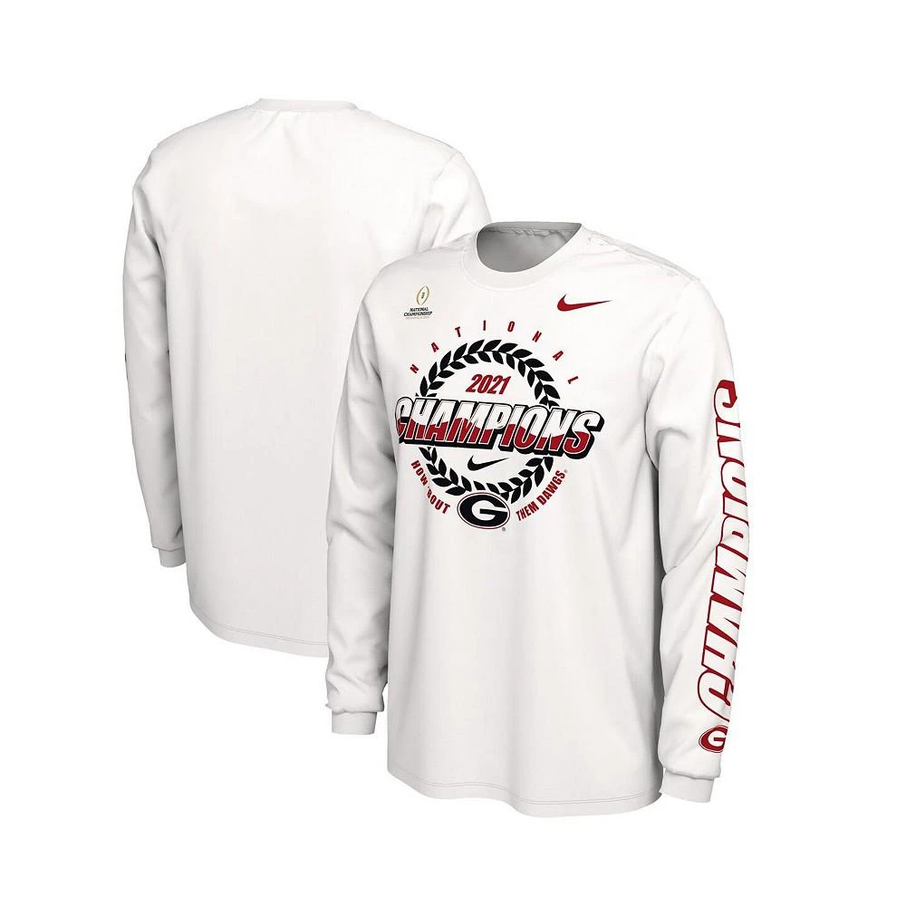 商品NIKE|Men's White Georgia Bulldogs College Football Playoff 2021 National Champions Expression Long Sleeve T-shirt,价格¥198,第1张图片