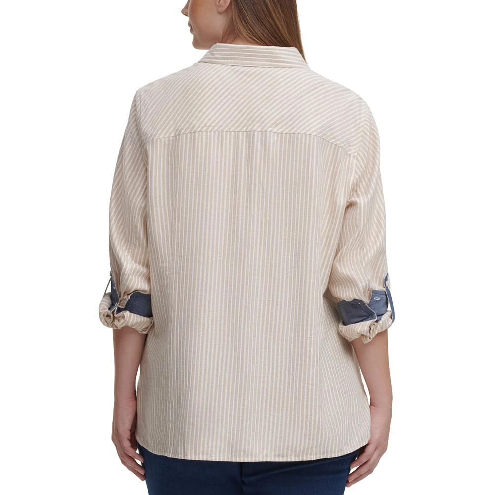 商品Tommy Hilfiger|Plus Size Striped Cotton Button-Front Top,价格¥443,第2张图片详细描述