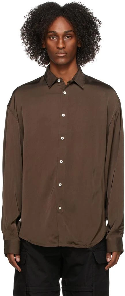 商品Jacquemus|Brown La Montagne Satin 'La Chemise Notte' Shirt,价格¥1320,第1张图片