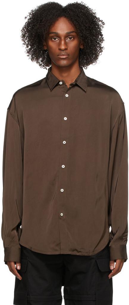 商品Jacquemus|Brown La Montagne Satin 'La Chemise Notte' Shirt,价格¥1684,第1张图片