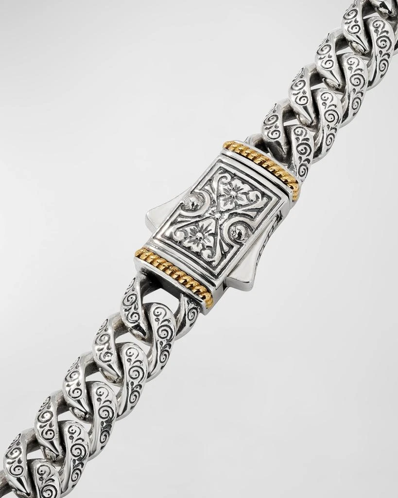 商品Konstantino|Men's Engraved Silver Chain Bracelet with 18k Gold,价格¥6117,第2张图片详细描述