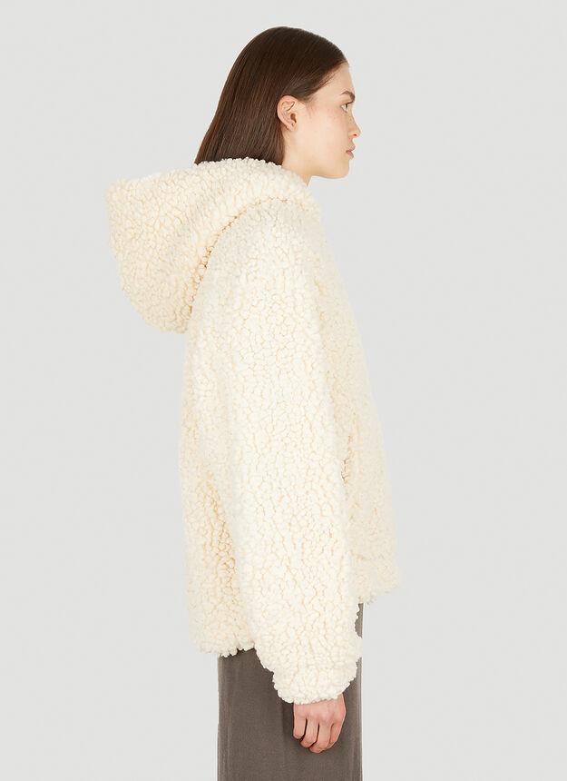 Faux Shearling Hooded Jacket in Beige商品第3张图片规格展示