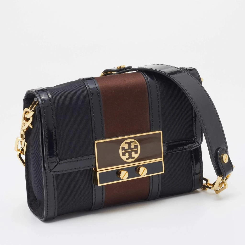 商品[二手商品] Tory Burch|Tory Burch Black/Brown Canvas And Leather Chain Clutch,价格¥1199,第3张图片详细描述